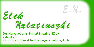 elek malatinszki business card